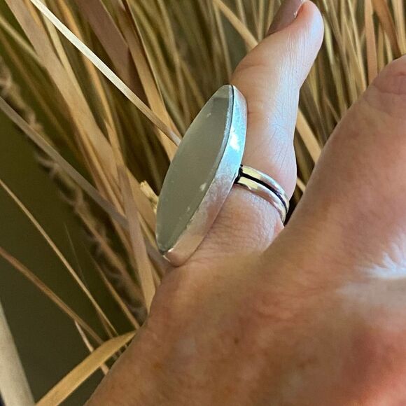 Selenite Sterling Silver Ring Size 6.5 - Picture 5 of 6